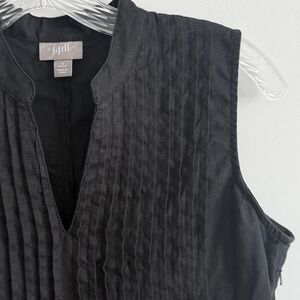 J Jill Black Linen Dress Size SP Old Money Classic LBD Cocktails Guest Party